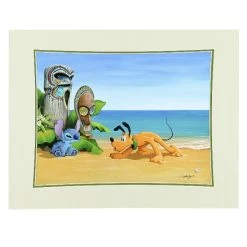 Best Pirce ❤️ Disney Bolly Art Print - Suspicious Tiki - Pluto And Stitch ????